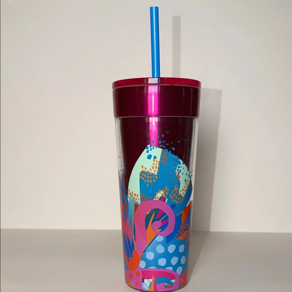 NWT Starbucks 2024 Summer Magenta Floral Stainless Steel Grande Tumbler 16oz